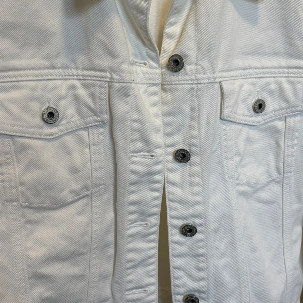 [Gap] Vintage White Denim Button-Up Casual Jean Jacket Long Sleeve Women’s Large - Picture 6 of 12